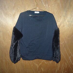 Lepsim Black Faux Fur Sleeve Sweater F